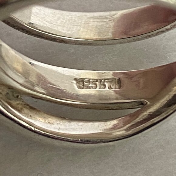 Sterling Silver 925 Asymmetric Criss Cross Lines Saturn Band Ring Sz 7 - Picture 15 of 16